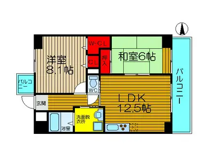 ハイシュタイン堀江(2LDK/10階)の間取り写真