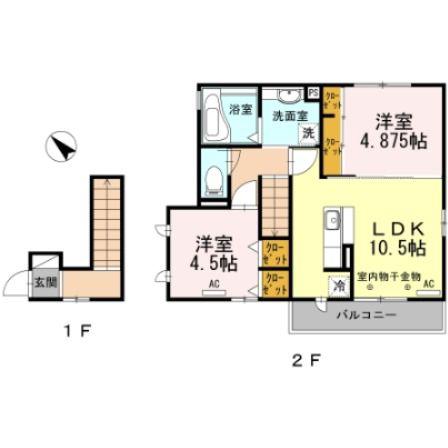 アムール A(2LDK/2階)の間取り写真