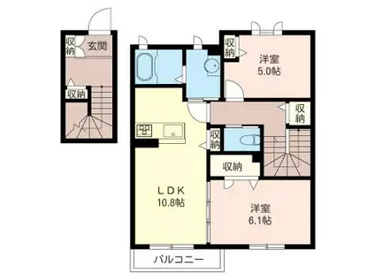 ベラージオ(2LDK/2階)の間取り写真