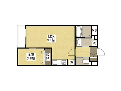 月光東福山駅前(1LDK/3階)の間取り写真