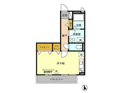 グランシャレ経堂II(ワンルーム/2階)の間取り写真