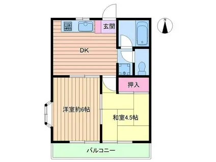クレセントマンションI(2DK/2階)の間取り写真