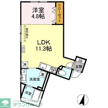桜新町テラス(1LDK/2階)の間取り写真