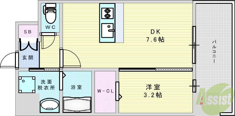 プレサンス東淀川駅前プローシェ(1DK/8階)の間取り写真
