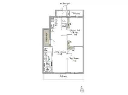 ベルメゾン中村橋サウス(2LDK/1階)の間取り写真