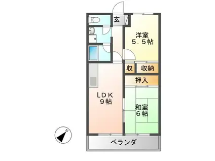 ベーシックマンション(2LDK/3階)の間取り写真