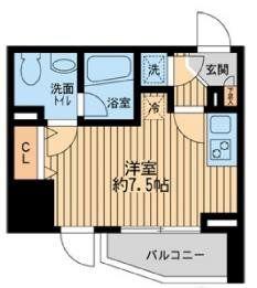 ライブコート草加(ワンルーム/12階)の間取り写真