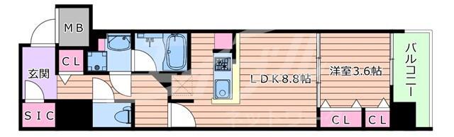 アーバネックス同心II(1LDK/12階)の間取り写真
