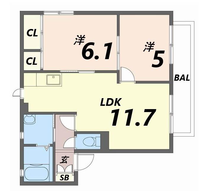 メゾン四季(2LDK/2階)の間取り写真