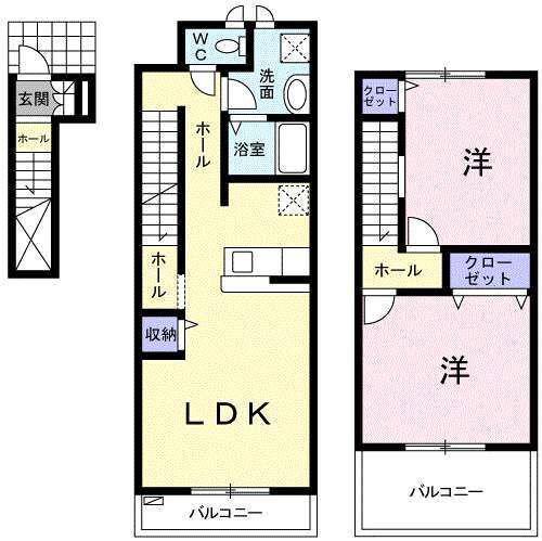 プレジオス A(2LDK/2階)の間取り写真