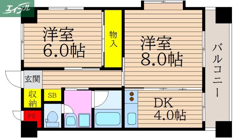 F GARDEN 厚生町 II(2K/6階)の間取り写真