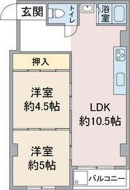 ユタカマンション(2LDK/2階)の間取り写真