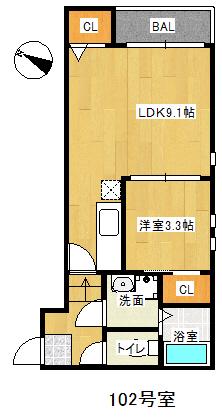 GRANDTICクレアシオン(1LDK/1階)の間取り写真