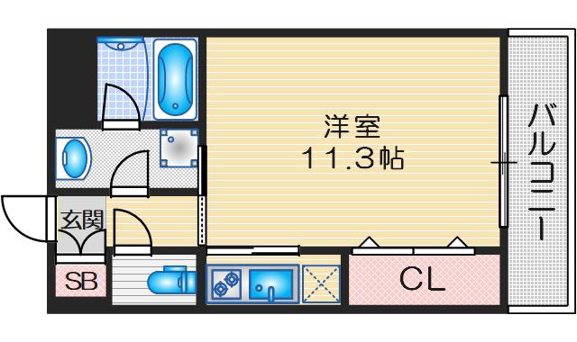 ファミーユ千里(1K/3階)の間取り写真