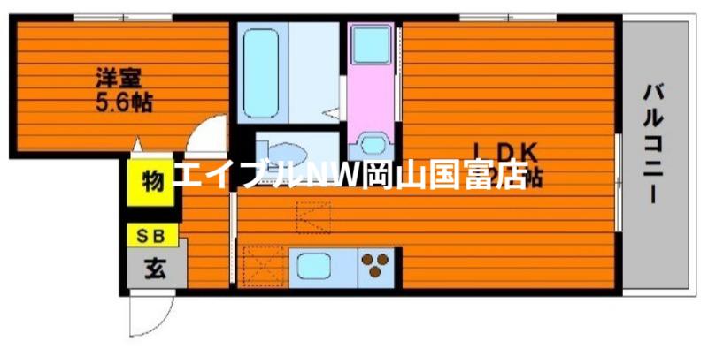 チッタ・デ・国府(1LDK/1階)の間取り写真