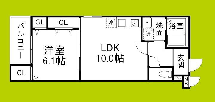 フジパレス遠里小野二丁目II(1LDK/3階)の間取り写真