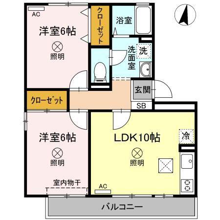 ラフィネ高柳(2LDK/1階)の間取り写真