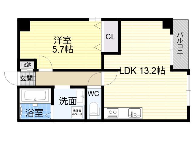 グランピア中央(1LDK/4階)の間取り写真
