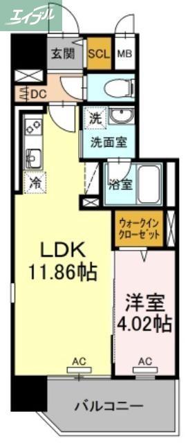 TWIN TOWERS SELINA(1LDK/4階)の間取り写真