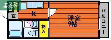 アークヒルズ西古松(1K/2階)の間取り写真
