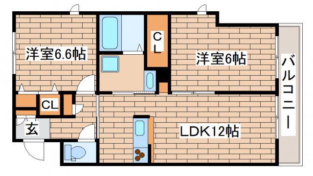 月見山鶴亭(2LDK/2階)の間取り写真