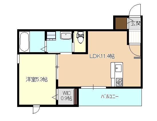 トレーノ加古川(1LDK/4階)の間取り写真