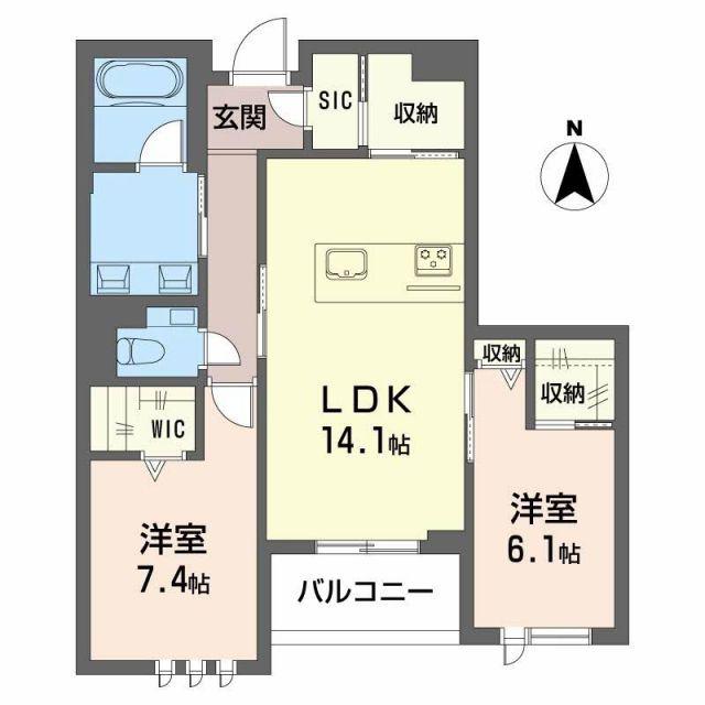 フェリクス黒川(2LDK/3階)の間取り写真