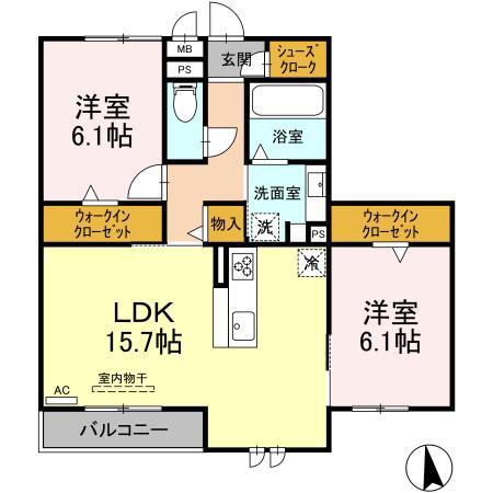 クレセントVII(2LDK/3階)の間取り写真
