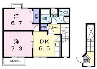 シャルマン ジャン(2DK/2階)の間取り写真