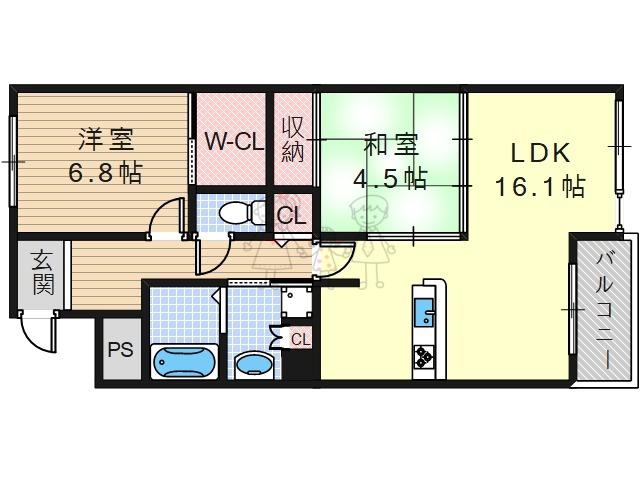 シャーメゾン白鷺(2LDK/2階)の間取り写真
