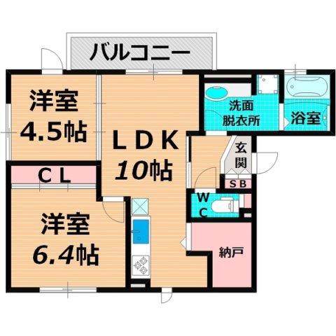 カーサウィステリア(2LDK/1階)の間取り写真