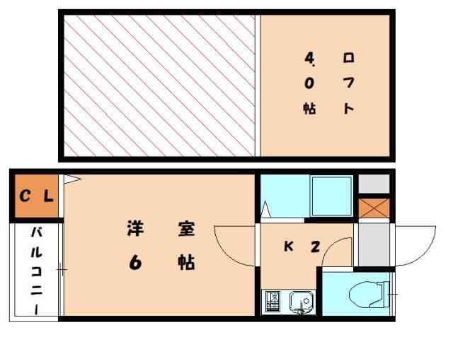 ビバリーヒルズ宗像(1K/1階)の間取り写真