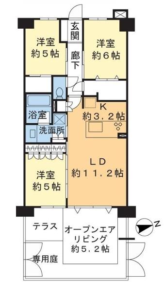 戸塚ブロッサムテラス(3LDK/1階)の間取り写真