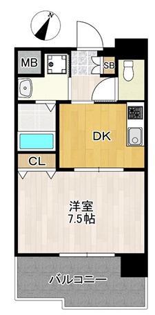 レクシア庄内西町(1DK/5階)の間取り写真