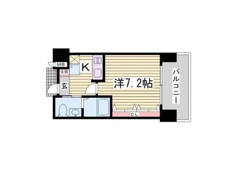 W.O.B.ROKKOMICHI(1K/8階)の間取り写真