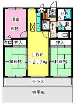 ロイヤルハイツ博多南(3LDK/1階)の間取り写真