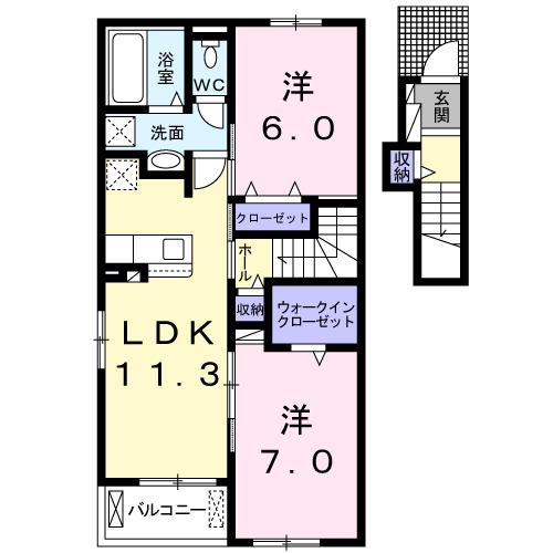 コスモス L(2LDK/2階)の間取り写真
