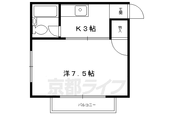 グレース衣笠(1K/1階)の間取り写真