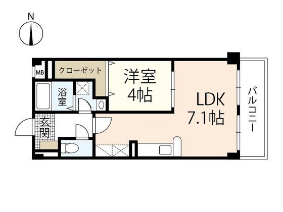 AMBITIOUS高志(1LDK/1階)の間取り写真