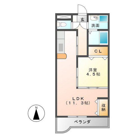 オー・エ・ヴァーレ(1LDK/2階)の間取り写真