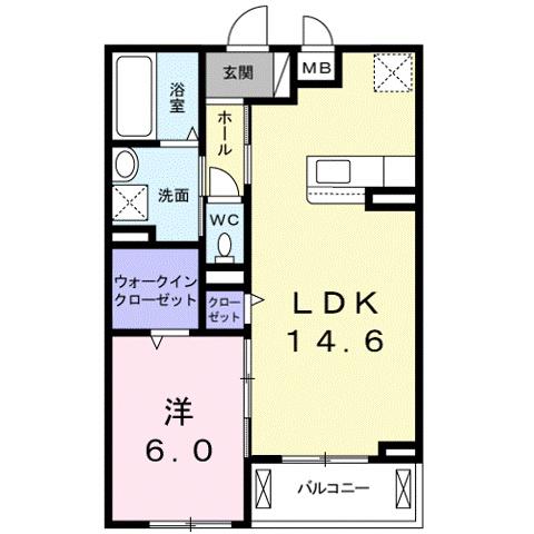 ミガダーヤ(1LDK/2階)の間取り写真