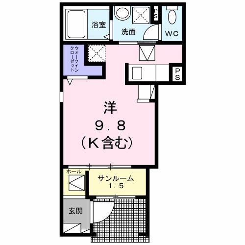 ソレイユ フルール III(ワンルーム/1階)の間取り写真