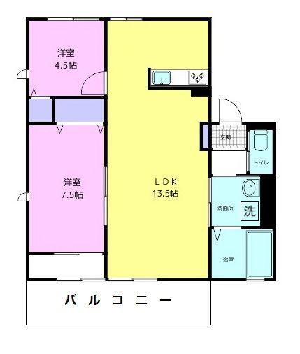プレステージ宮崎II(2LDK/2階)の間取り写真