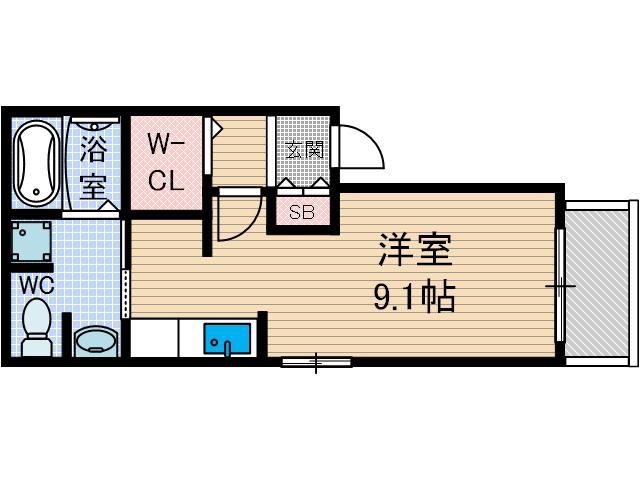 グラシア(1K/2階)の間取り写真