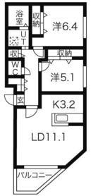 アジュールコートN5(2LDK/3階)の間取り写真