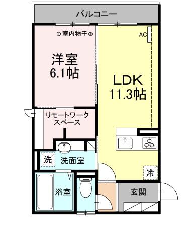 ハイム羽沢横浜国大イレブン(1LDK/1階)の間取り写真
