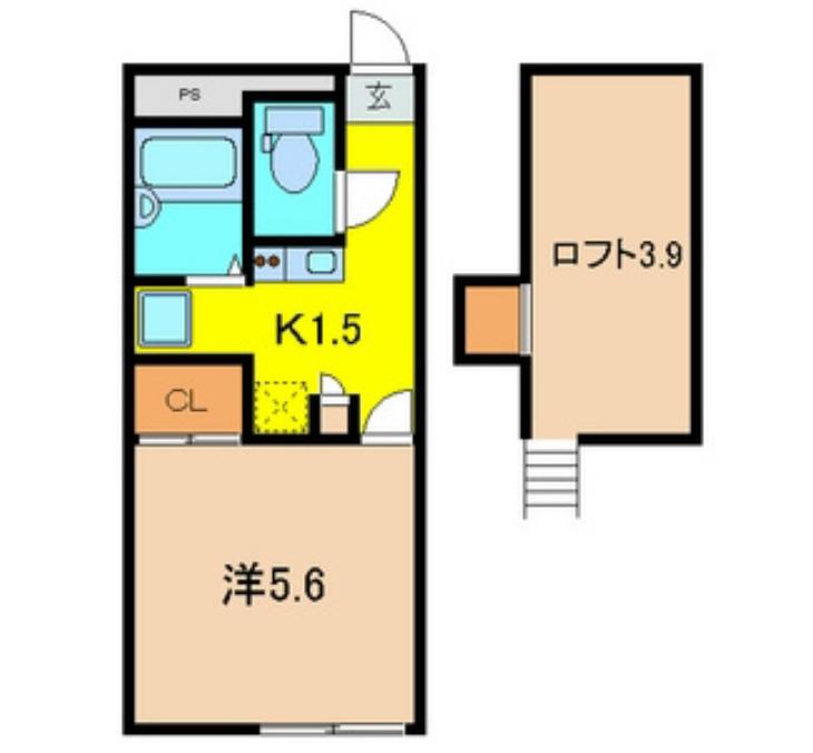 NEXT DOOR II(1K/2階)の間取り写真