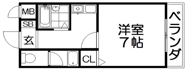 αクラージュ(1K/1階)の間取り写真