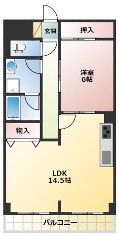 ハイデンスホンダ(1LDK/4階)の間取り写真
