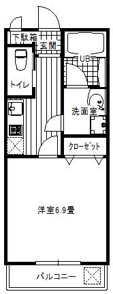 ヴィアノ東垂水(1K/2階)の間取り写真